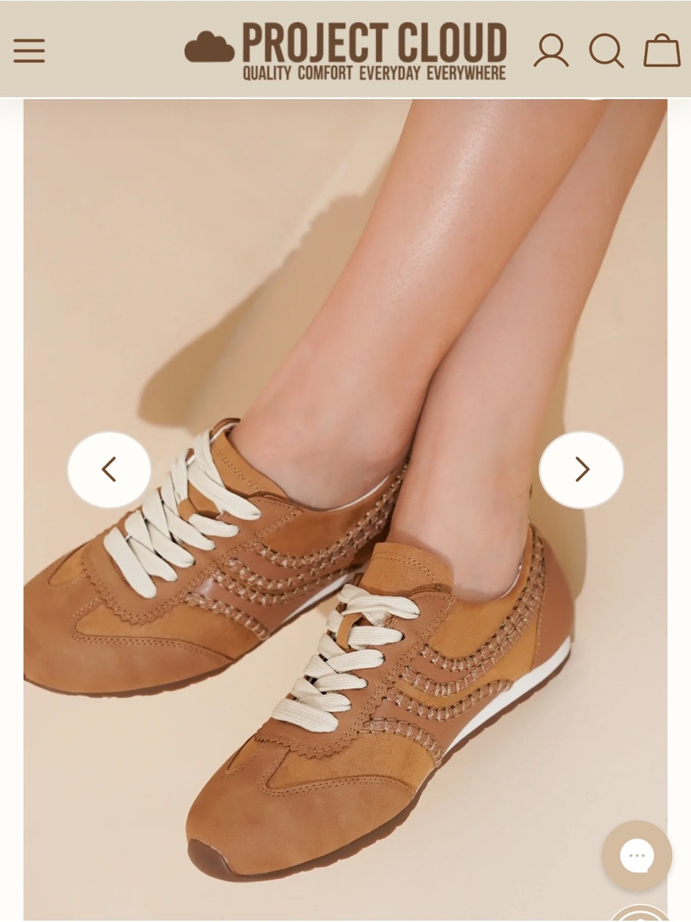 Project Cloud Women’s Tan Lace-Up Comfort Sneakers